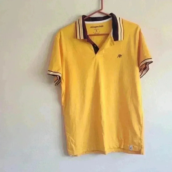Mens aeropostale gold yellow short sleeve polo top size large - Picture 1 of 7